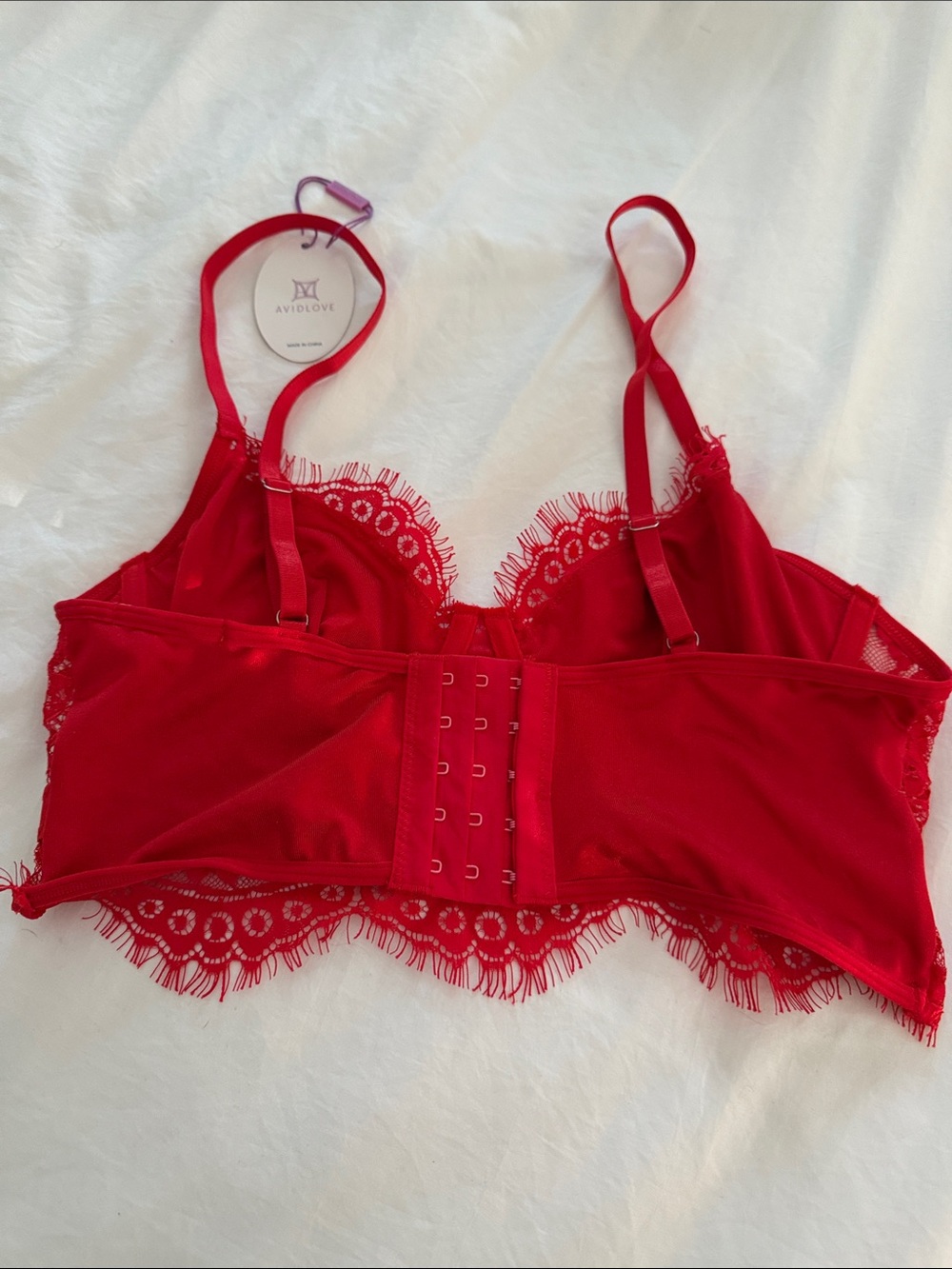 Red Lace Longline Bralette - Women Intimates & Sleepwear - Picture 2 of 3